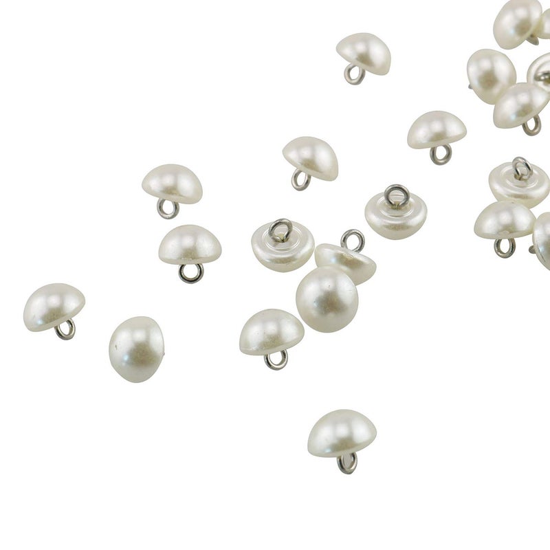 Tegg Half Domed Button 50PCS 10mm Cream-Coloured Half Ball Pearl Buttons with Metal Shank for Clothes, Craft, Sewing - Image 4